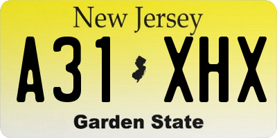 NJ license plate A31XHX