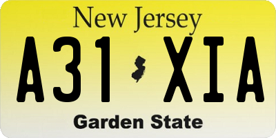 NJ license plate A31XIA