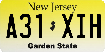 NJ license plate A31XIH