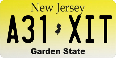 NJ license plate A31XIT