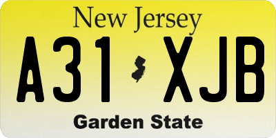 NJ license plate A31XJB