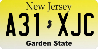 NJ license plate A31XJC