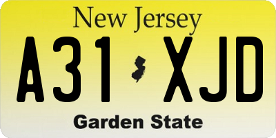 NJ license plate A31XJD