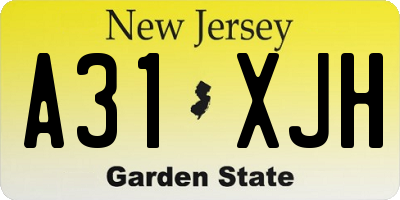 NJ license plate A31XJH