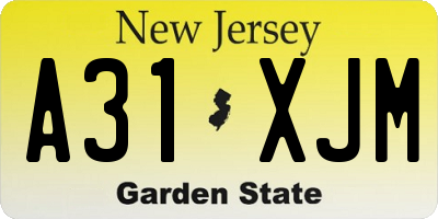 NJ license plate A31XJM