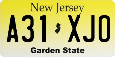 NJ license plate A31XJO