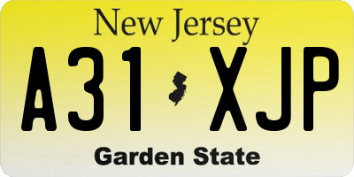 NJ license plate A31XJP