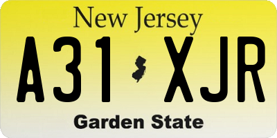 NJ license plate A31XJR
