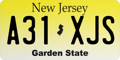NJ license plate A31XJS