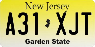 NJ license plate A31XJT