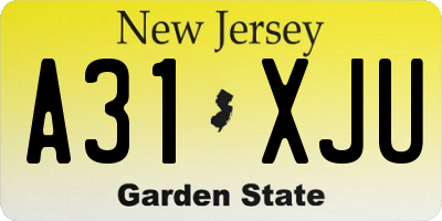 NJ license plate A31XJU
