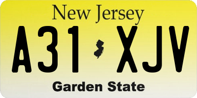 NJ license plate A31XJV