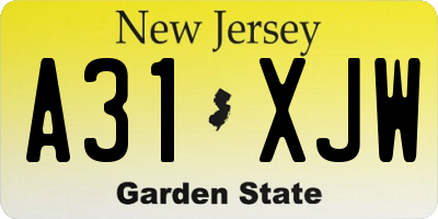NJ license plate A31XJW