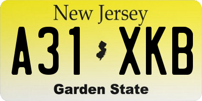 NJ license plate A31XKB