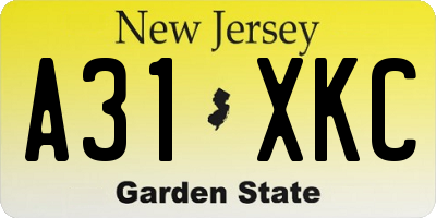 NJ license plate A31XKC