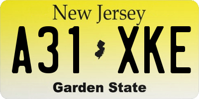 NJ license plate A31XKE