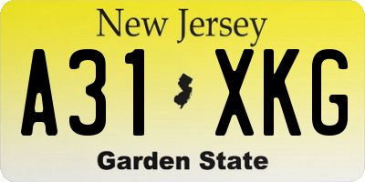 NJ license plate A31XKG