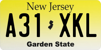 NJ license plate A31XKL