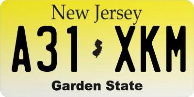 NJ license plate A31XKM