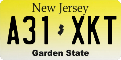 NJ license plate A31XKT