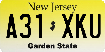 NJ license plate A31XKU