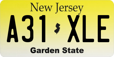 NJ license plate A31XLE