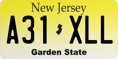 NJ license plate A31XLL