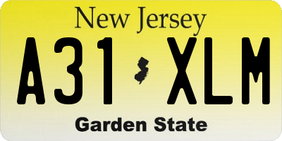 NJ license plate A31XLM