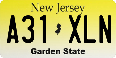NJ license plate A31XLN