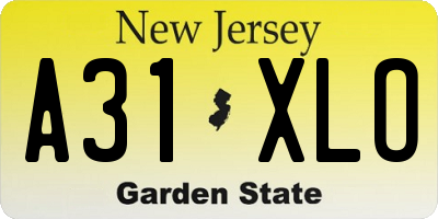 NJ license plate A31XLO