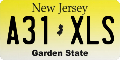 NJ license plate A31XLS