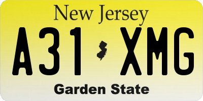 NJ license plate A31XMG