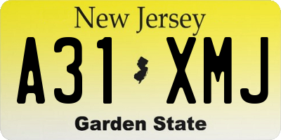 NJ license plate A31XMJ