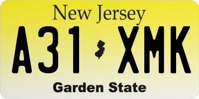 NJ license plate A31XMK