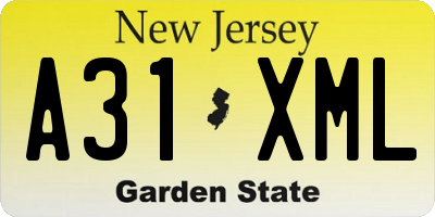 NJ license plate A31XML