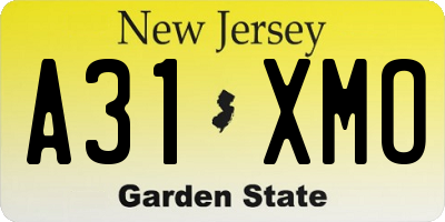 NJ license plate A31XMO