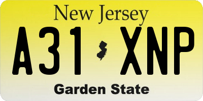 NJ license plate A31XNP