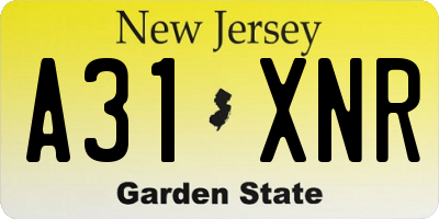 NJ license plate A31XNR