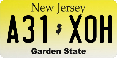 NJ license plate A31XOH