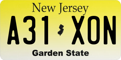 NJ license plate A31XON