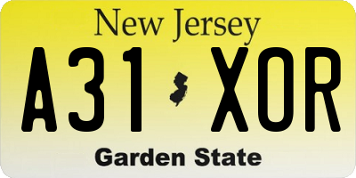 NJ license plate A31XOR