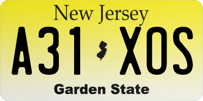 NJ license plate A31XOS