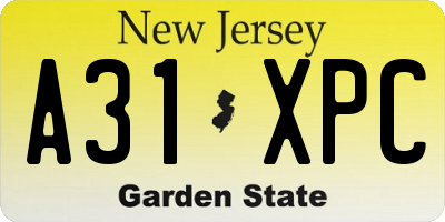 NJ license plate A31XPC