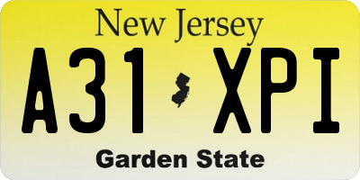 NJ license plate A31XPI