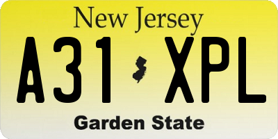 NJ license plate A31XPL