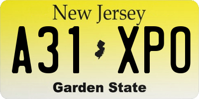 NJ license plate A31XPO