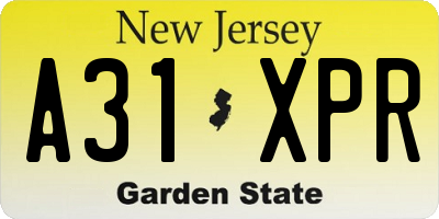 NJ license plate A31XPR