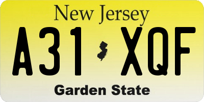 NJ license plate A31XQF