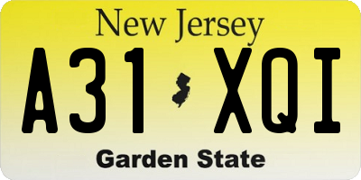 NJ license plate A31XQI