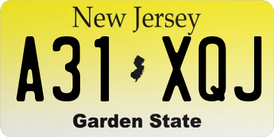 NJ license plate A31XQJ